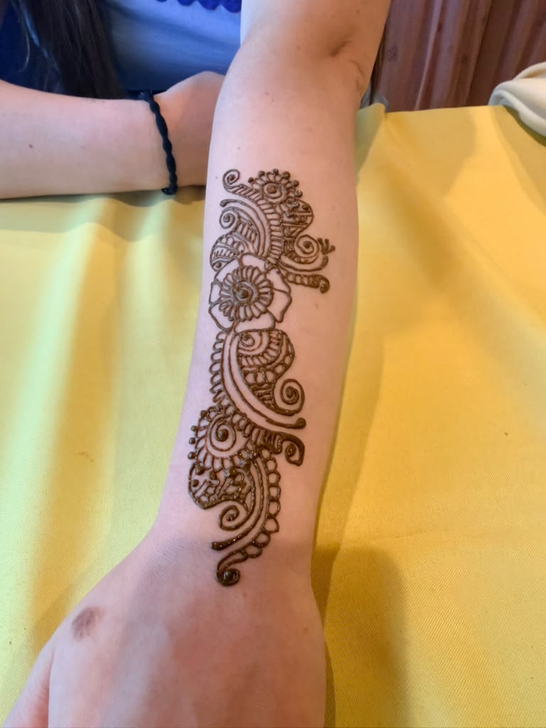 Mandala henna design with finger details